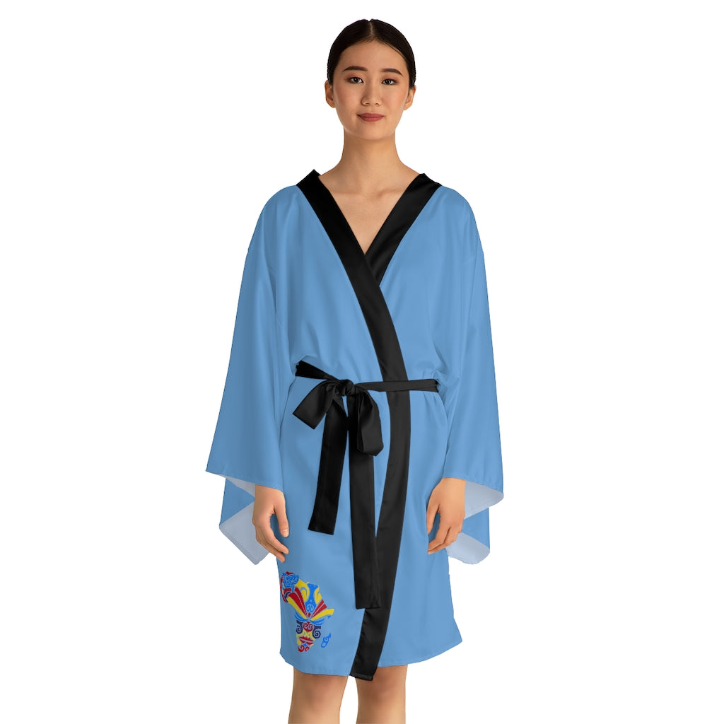 Long Sleeve Blue Kimono Robe - Banamerica Collection