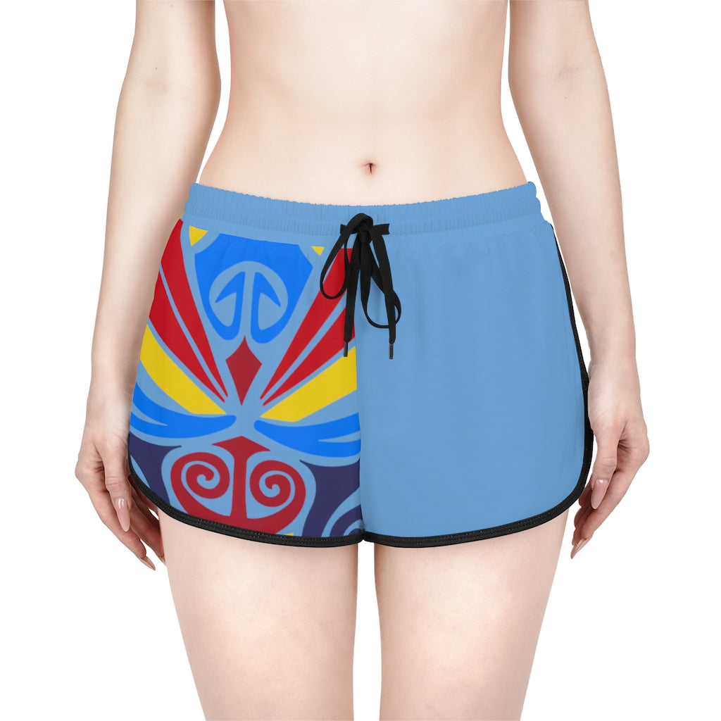 Women's Blue Relaxed Shorts (AOP) - Banamerica Collection